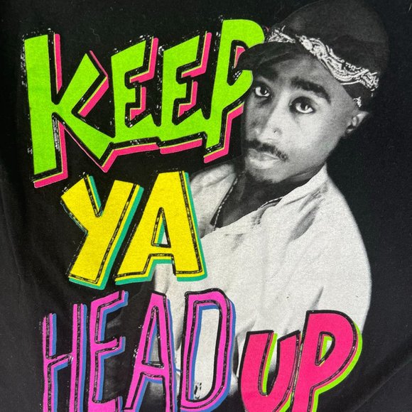 2 Pac Keep Ya Head Up T Shirt Adult Size S Black Graphic Tee - Picture 2 of 5
